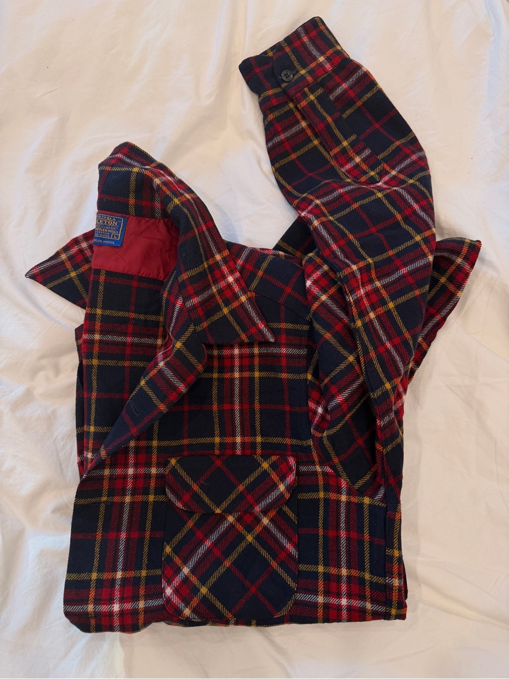 Vintage Pendleton Navy & Red Plaid Button-Up Shirt Jacket